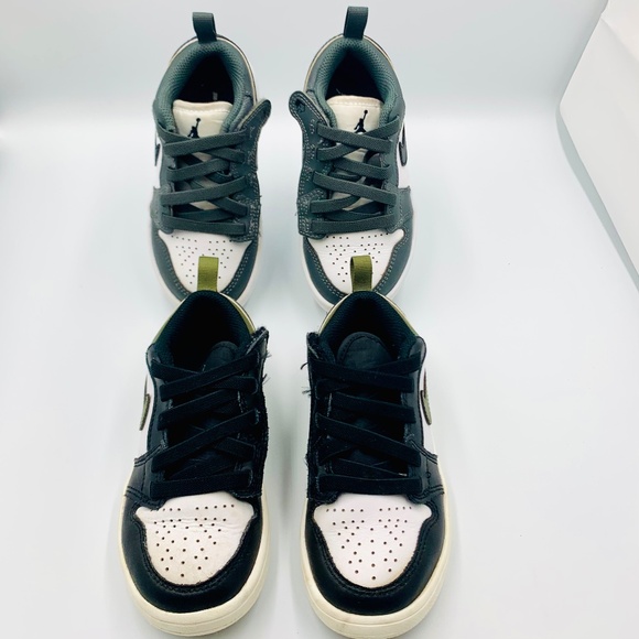 Air Jordan 1/Nike basketball low top hook and loop closure white black sneakers - Picture 1 of 16